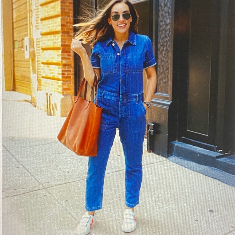 EVERLANE The Super Soft Jean Coverall Utility Jumpsuit Denim Organic Cotton 2